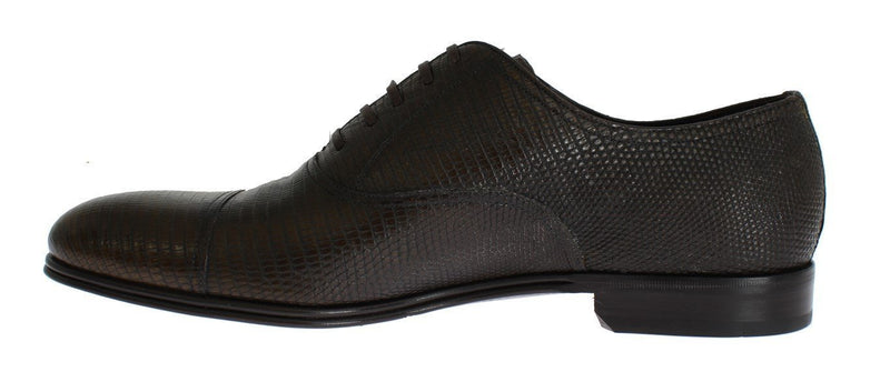 Brown Lizard Skin Laceups Dress Shoes