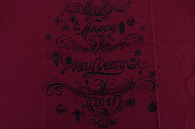 Red Cotton 2017 Motive Print T-Shirt