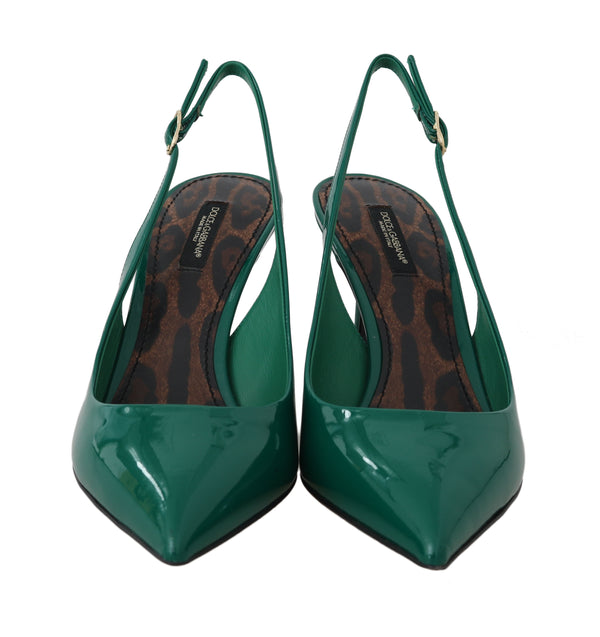 Green Patent Leather Slingbacks