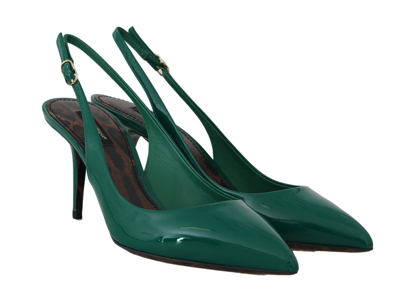 Green Patent Leather Slingbacks