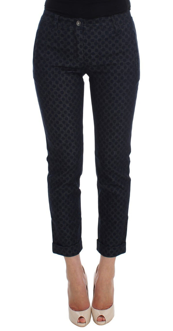 Polka Dotted Slim Capris Jeans