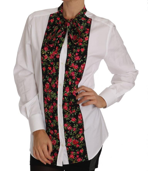 White Cotton Roses Floral Shirt