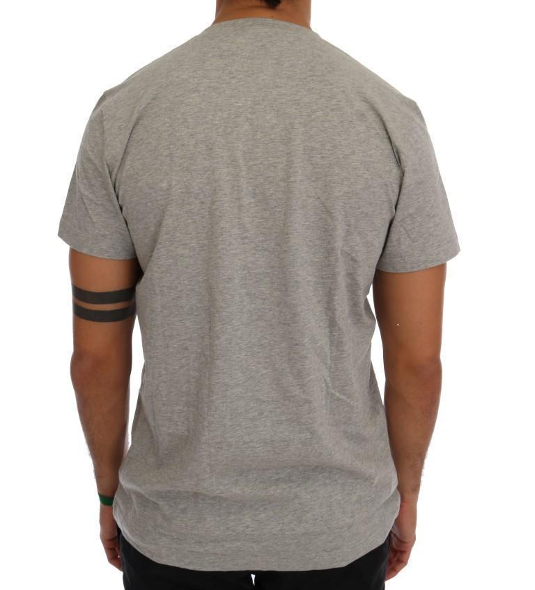 Gray Cotton 2017 Motive Print T-Shirt