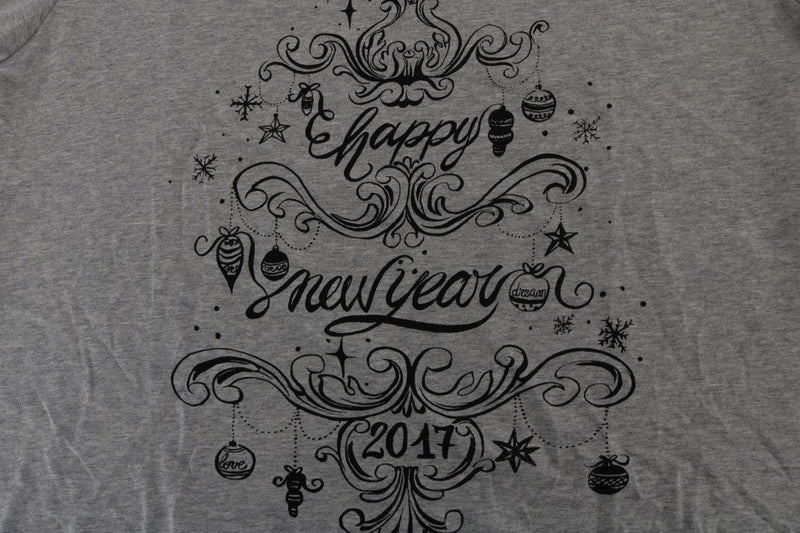 Gray Cotton 2017 Motive Print T-Shirt