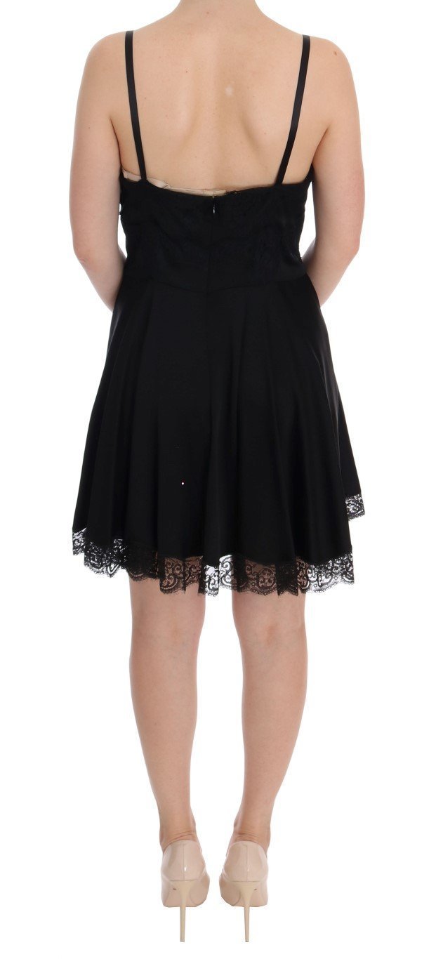 Black Silk Stretch Cotton Shift Dress