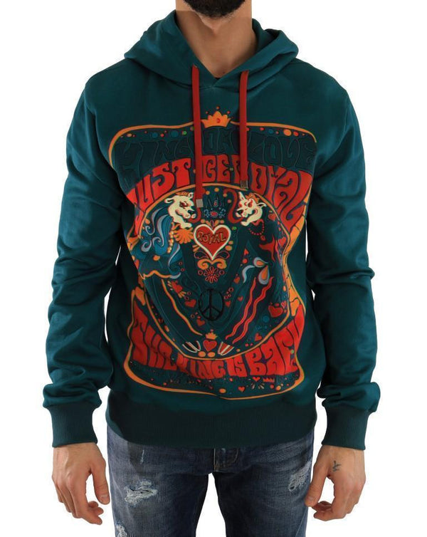 Blue Cotton Pullover Hooded Sweater