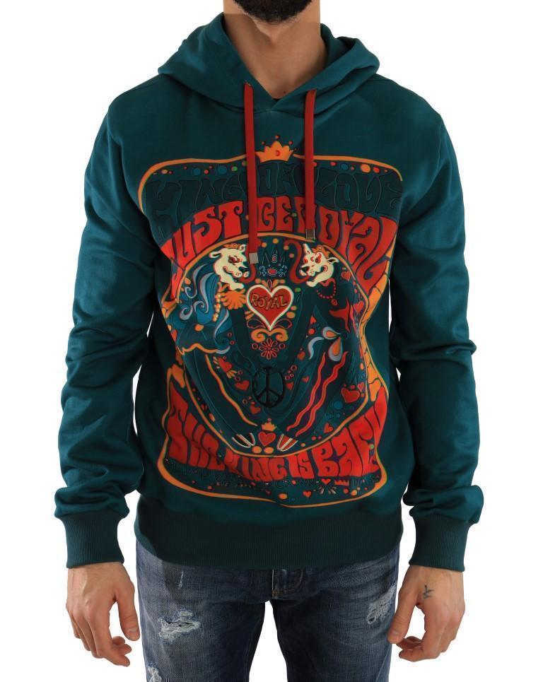Blue Cotton Pullover Hooded Sweater