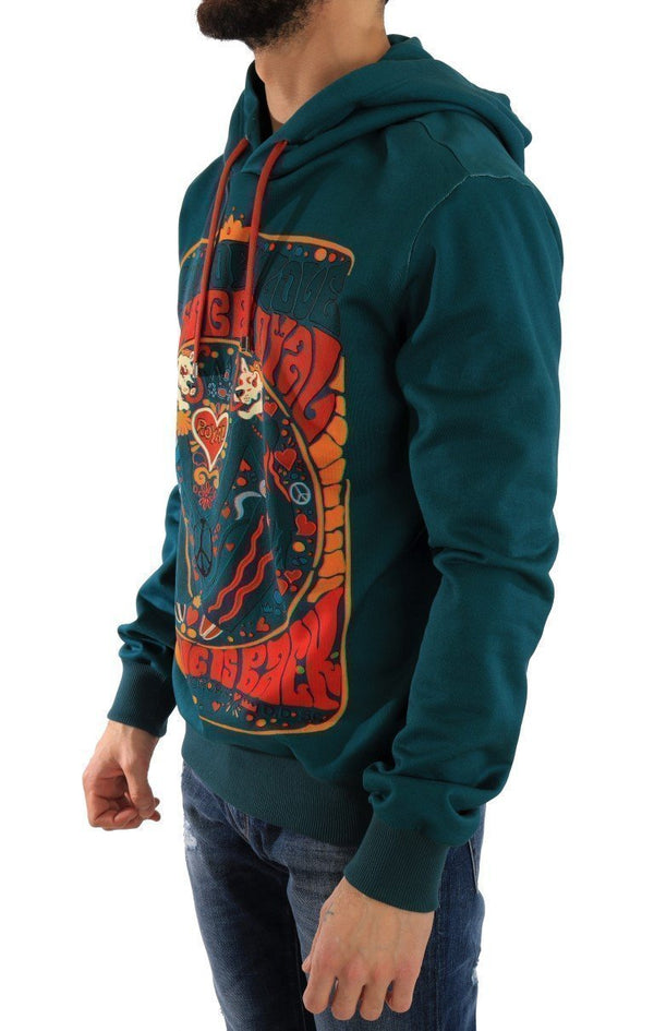 Blue Cotton Pullover Hooded Sweater