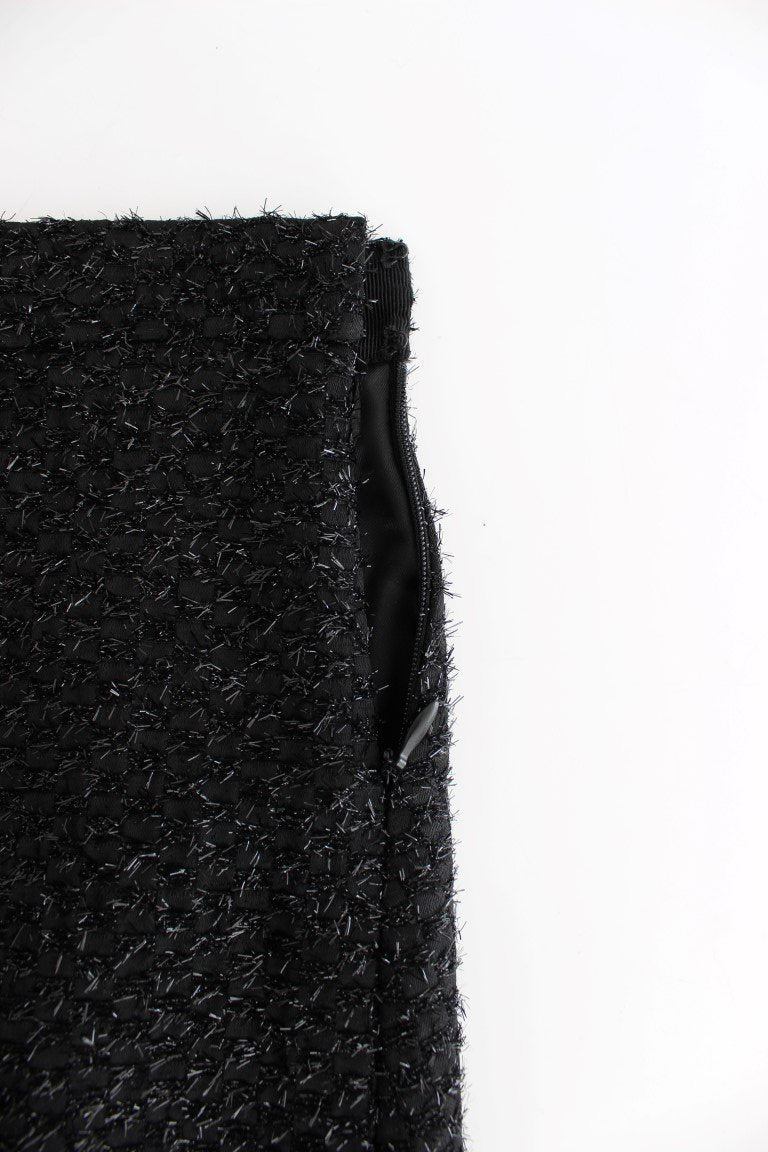 Black Viscose Wool Pencil Skirt