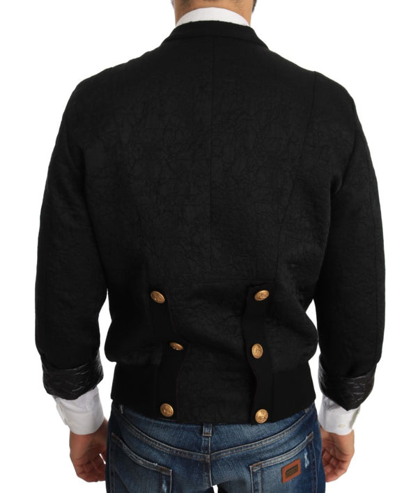 Bomber Black Brocade Jacket Coat