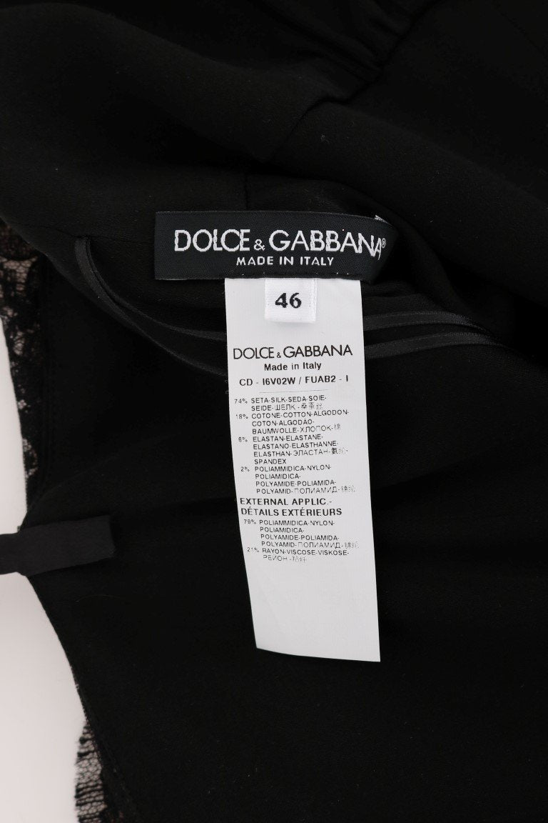 Black Silk Stretch Cotton Shift Dress