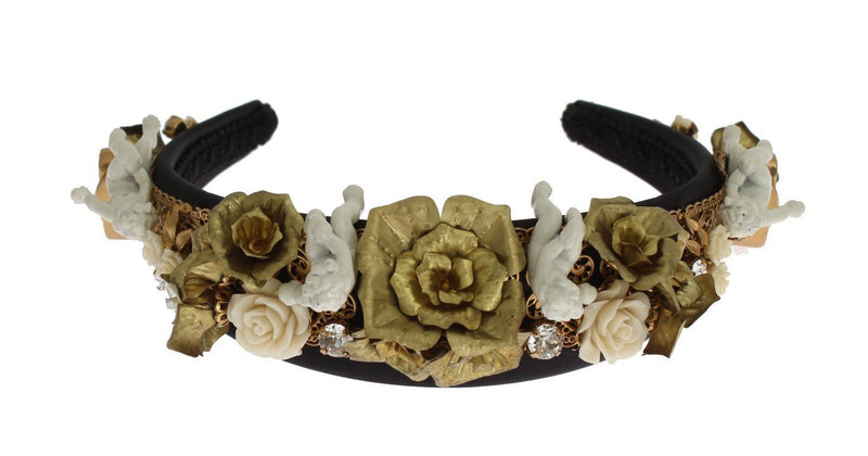 Gold Brass Roses Crystal Sicily ANGEL Tiara Headband