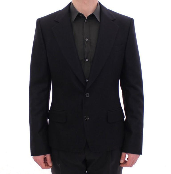 Black slim fit wool blazer