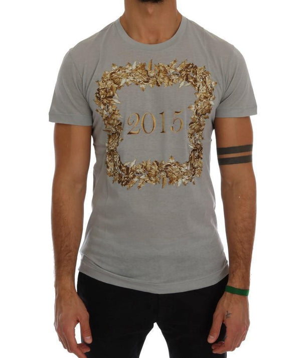 Light Gray Cotton 2015 Motive T-Shirt