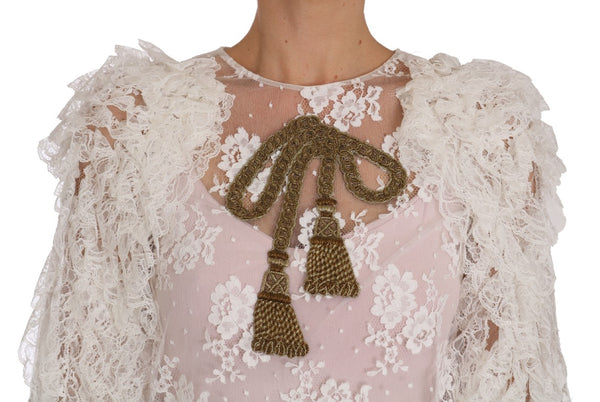 White Floral Lace Tassel Shirt