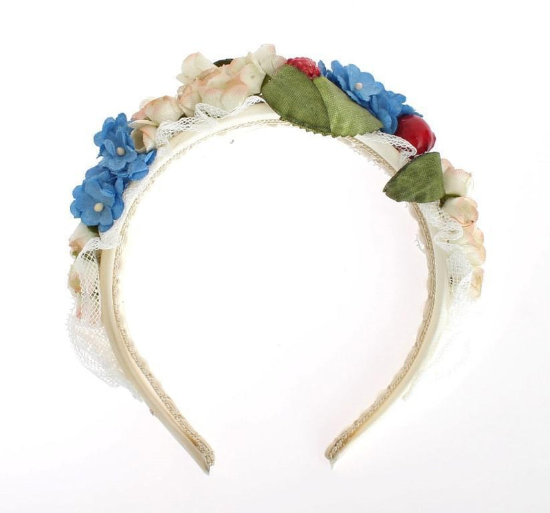 Multicolor Silk Floral Crystal Runway Headband Hair Diadem