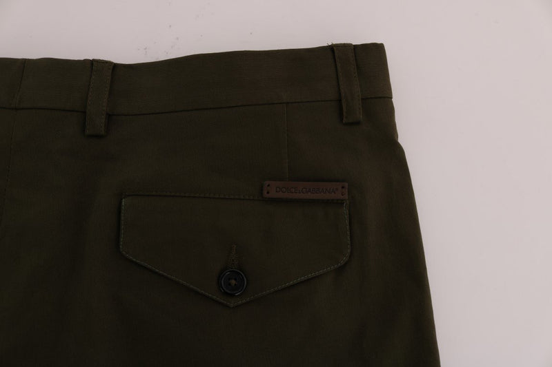 Green Cotton Stretch Capri Pants