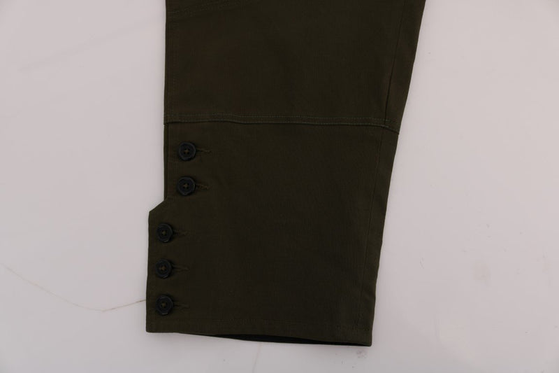 Green Cotton Stretch Capri Pants