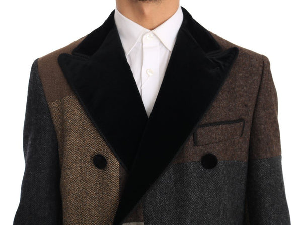 Brown Wool Double Breasted Jacket Coat