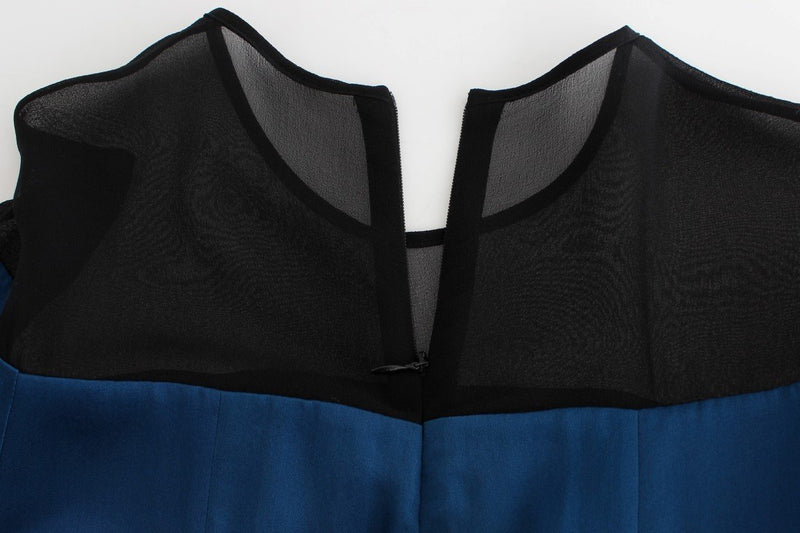 Blue Black Silk Shift Sheath Dress