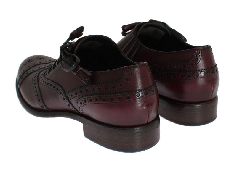 Bordeaux Leather Wingtip Oxford Shoes