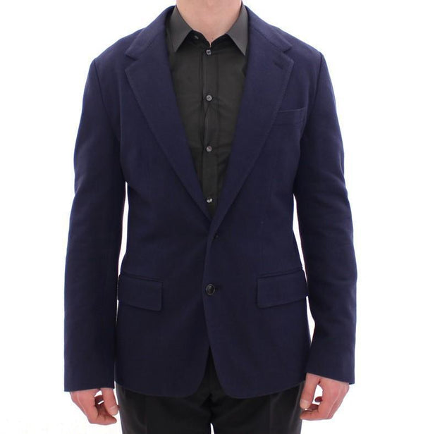 Blue tailored fit cotton blazer