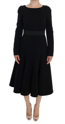 Black Wool Sheath Stretch Dress