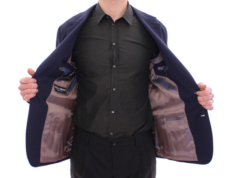 Blue tailored fit cotton blazer