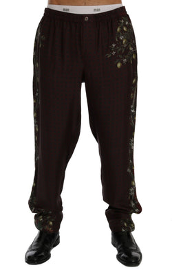 Bordeaux Floral Silk Pajama Pants