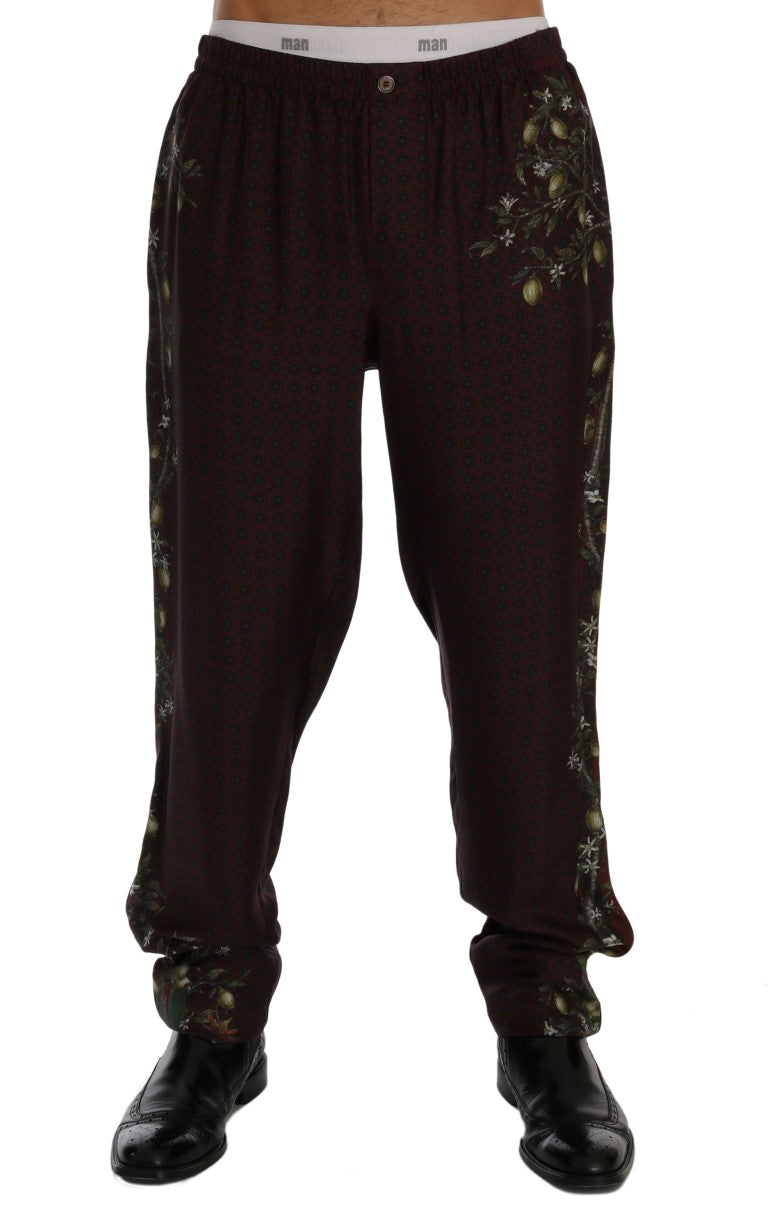 Bordeaux Floral Silk Pajama Pants