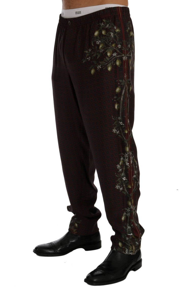 Bordeaux Floral Silk Pajama Pants