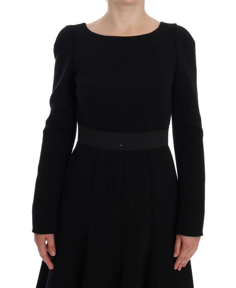 Black Wool Sheath Stretch Dress