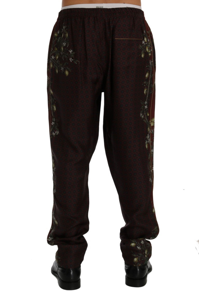 Bordeaux Floral Silk Pajama Pants