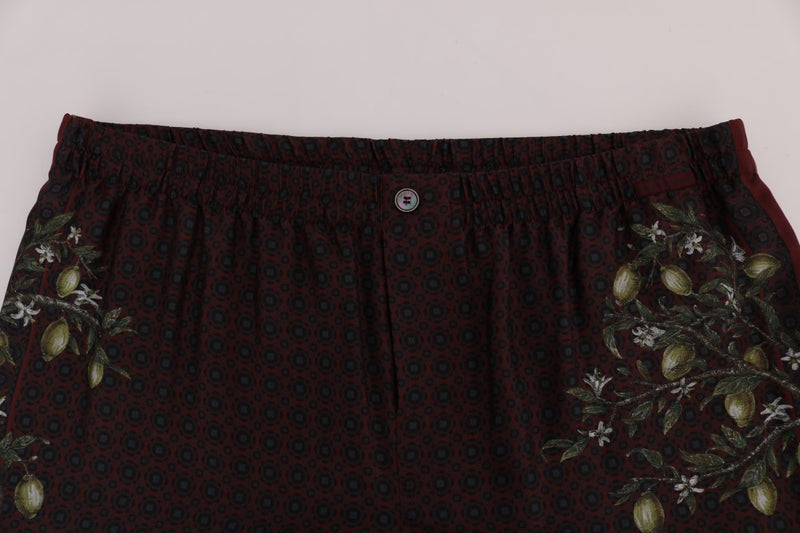 Bordeaux Floral Silk Pajama Pants