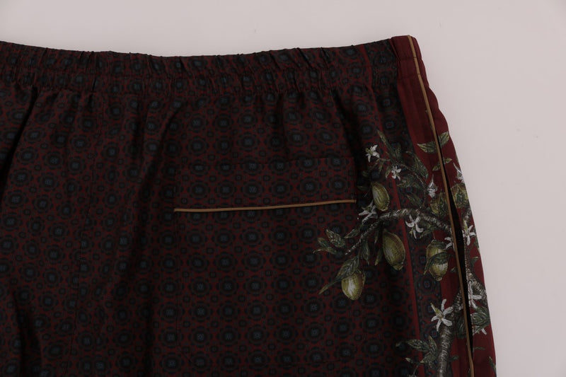 Bordeaux Floral Silk Pajama Pants