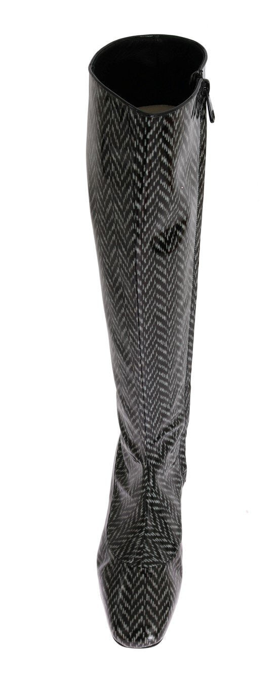 Black Gray Chevron Leather Boots