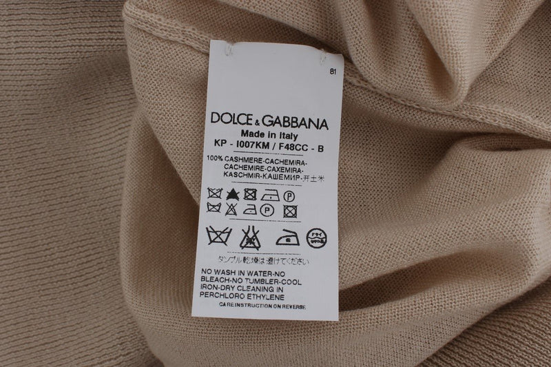 Beige Cashmere Crew-neck Sweater