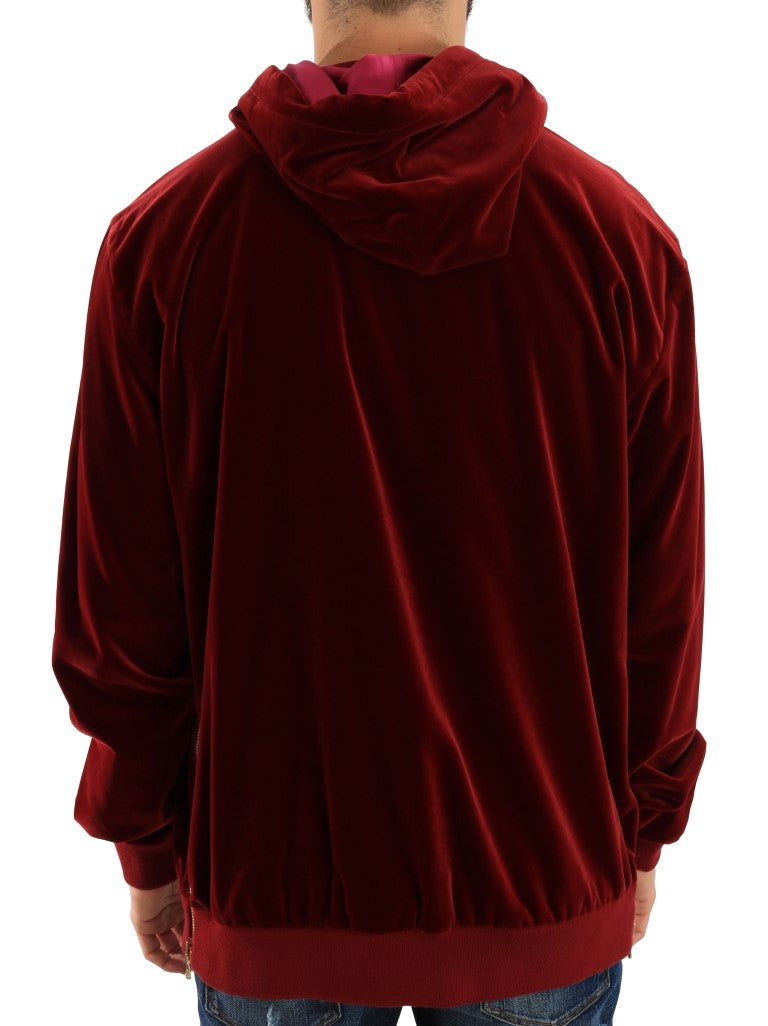 Bordeaux Velvet Hooded Sweater