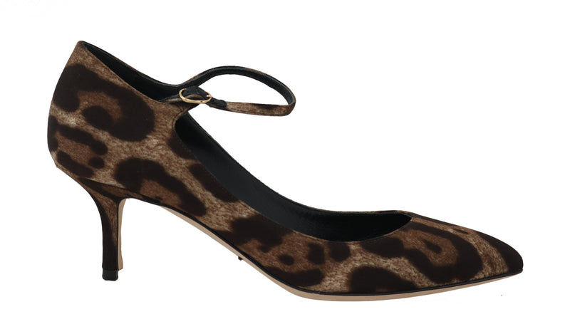 Brown Leopard Silk Raso Ankle Strap