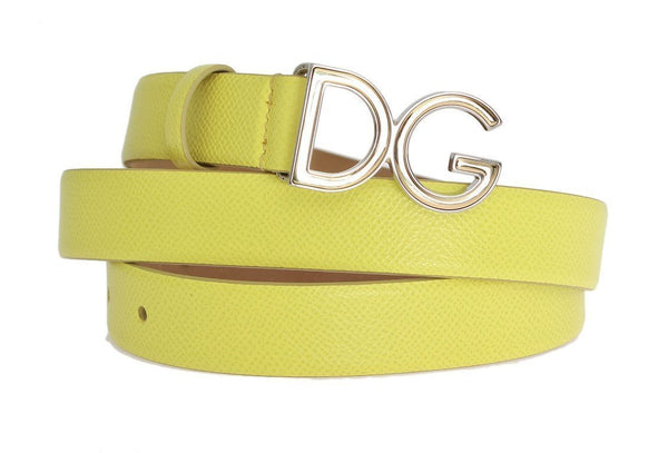 Yellow Leather Gold Silver Buckle Belt