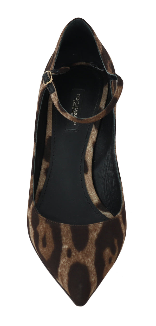 Brown Leopard Silk Raso Ankle Strap