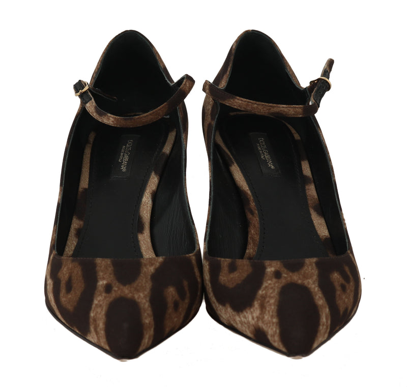 Brown Leopard Silk Raso Ankle Strap