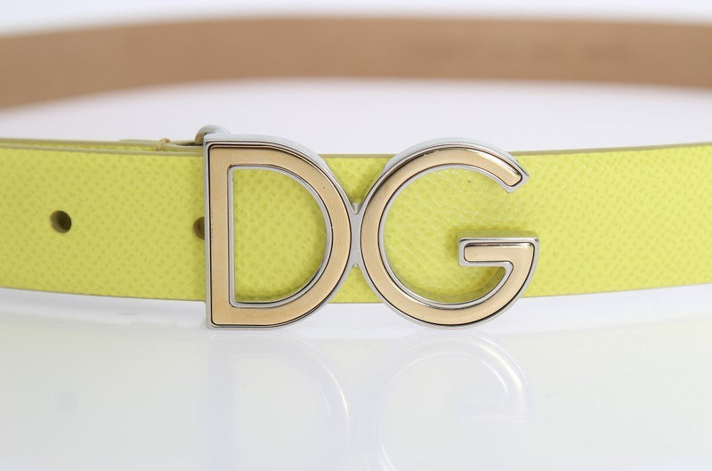 Yellow Leather Gold Silver Buckle Belt
