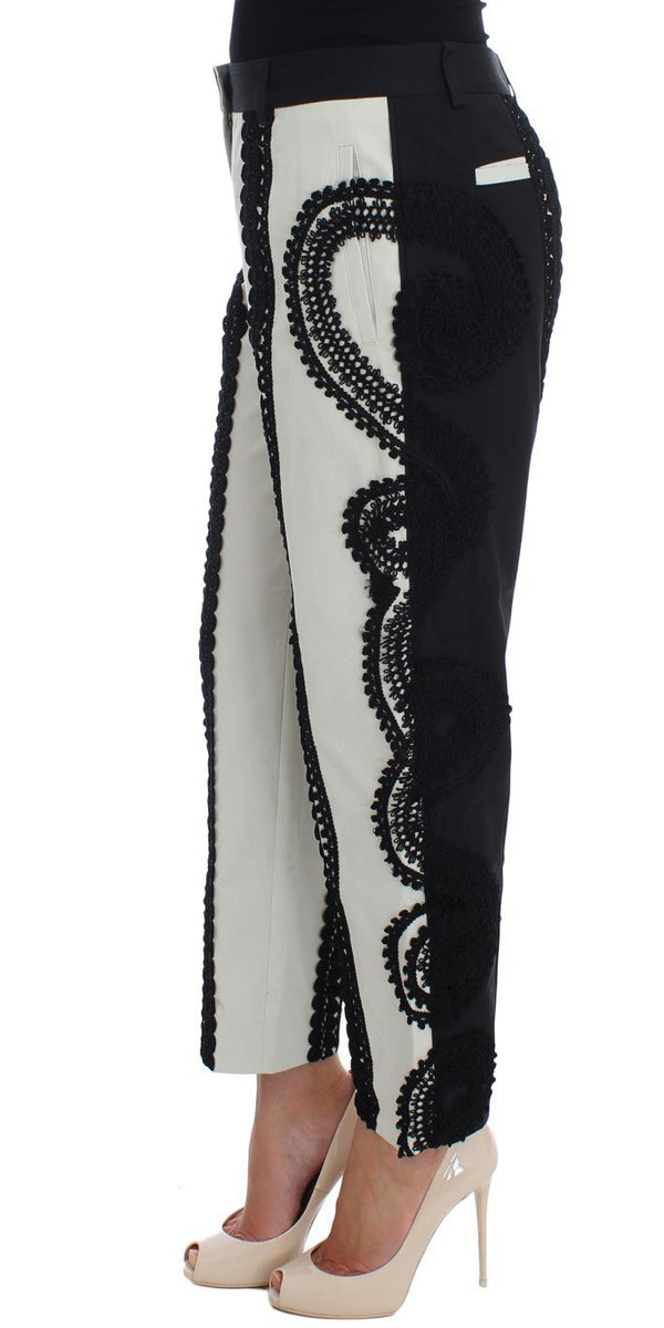 Black White Torero Stretch Capris Pants