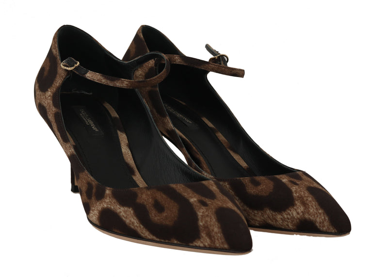 Brown Leopard Silk Raso Ankle Strap