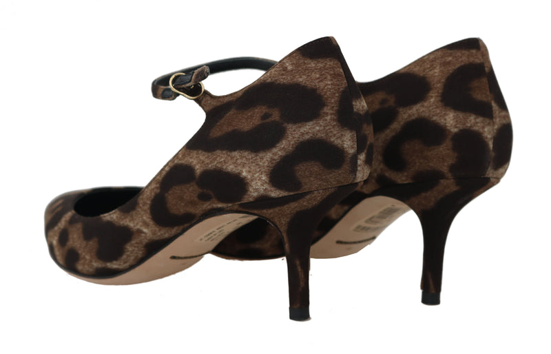 Brown Leopard Silk Raso Ankle Strap