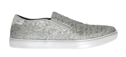 Silver Lamb Leather Sequined Sneakers