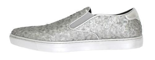 Silver Lamb Leather Sequined Sneakers