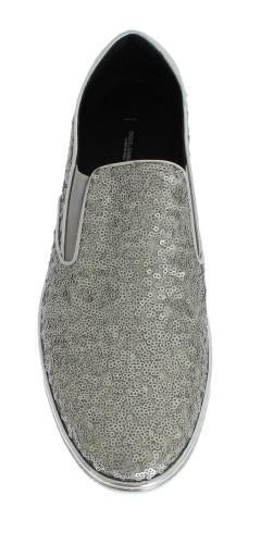 Silver Lamb Leather Sequined Sneakers