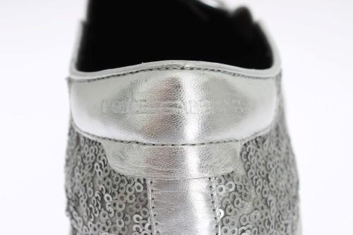 Silver Lamb Leather Sequined Sneakers